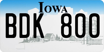 IA license plate BDK800