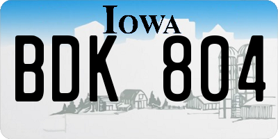 IA license plate BDK804