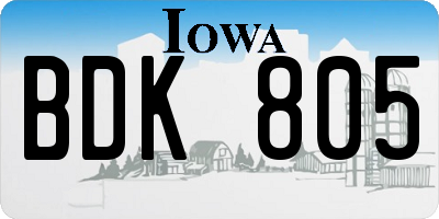 IA license plate BDK805