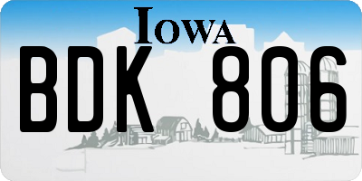 IA license plate BDK806