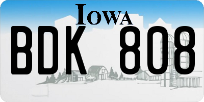 IA license plate BDK808