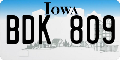 IA license plate BDK809