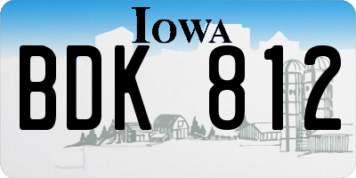 IA license plate BDK812