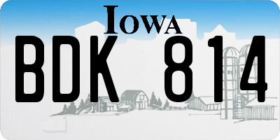 IA license plate BDK814