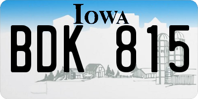 IA license plate BDK815