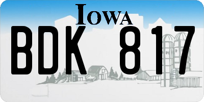 IA license plate BDK817