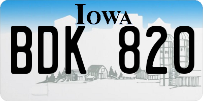 IA license plate BDK820