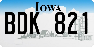 IA license plate BDK821