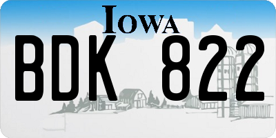 IA license plate BDK822