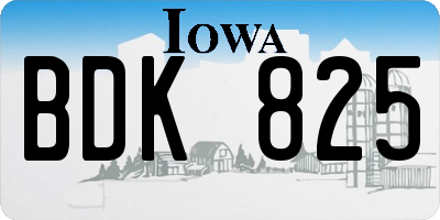 IA license plate BDK825