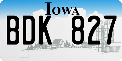 IA license plate BDK827