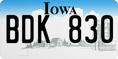 IA license plate BDK830