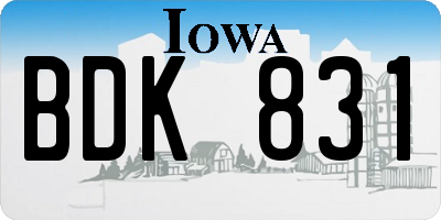 IA license plate BDK831