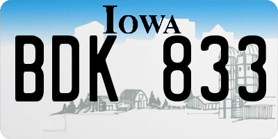 IA license plate BDK833
