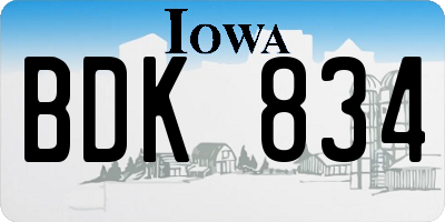 IA license plate BDK834