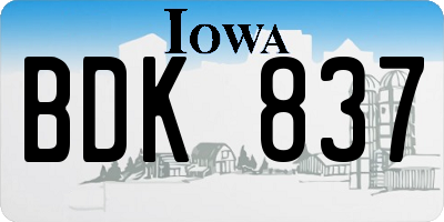 IA license plate BDK837