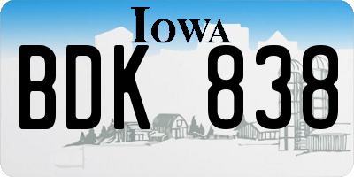 IA license plate BDK838