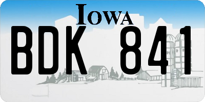 IA license plate BDK841