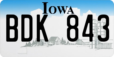 IA license plate BDK843