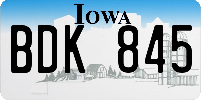 IA license plate BDK845