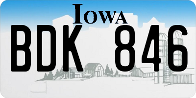 IA license plate BDK846