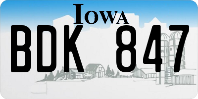 IA license plate BDK847