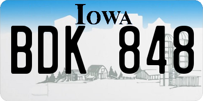 IA license plate BDK848