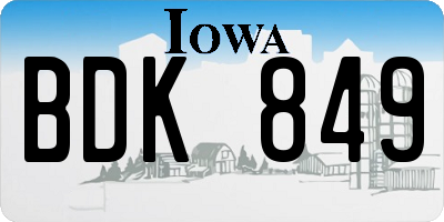 IA license plate BDK849