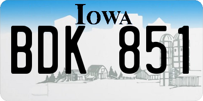 IA license plate BDK851