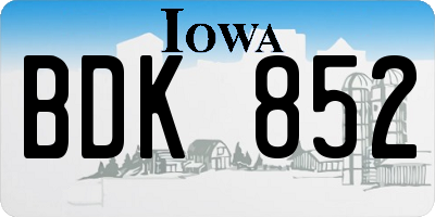 IA license plate BDK852