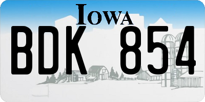 IA license plate BDK854