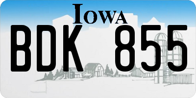 IA license plate BDK855