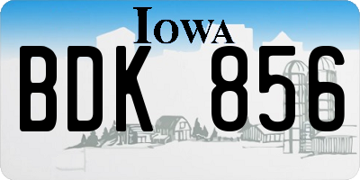 IA license plate BDK856