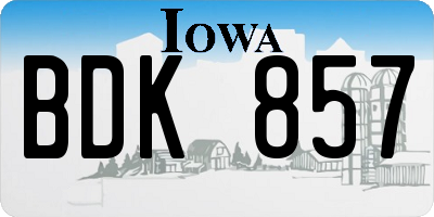 IA license plate BDK857