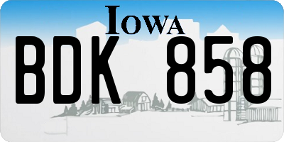 IA license plate BDK858
