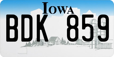 IA license plate BDK859