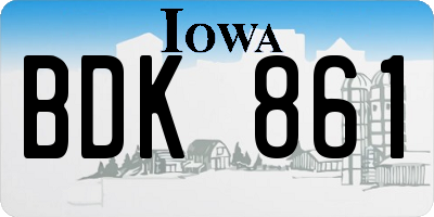IA license plate BDK861