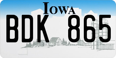 IA license plate BDK865