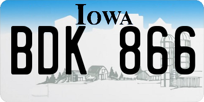 IA license plate BDK866