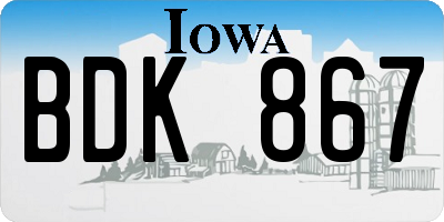 IA license plate BDK867