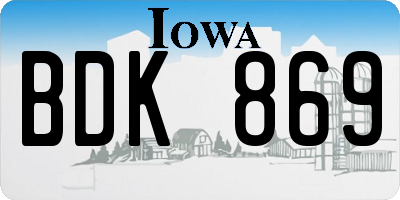 IA license plate BDK869
