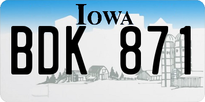 IA license plate BDK871