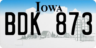 IA license plate BDK873