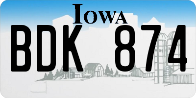 IA license plate BDK874