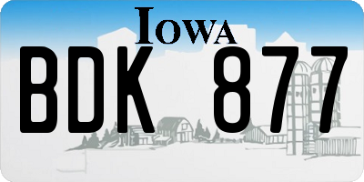 IA license plate BDK877