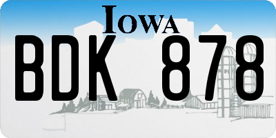 IA license plate BDK878