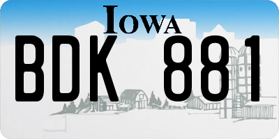 IA license plate BDK881
