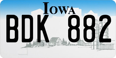 IA license plate BDK882