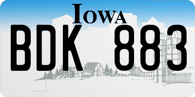IA license plate BDK883