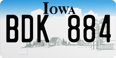 IA license plate BDK884
